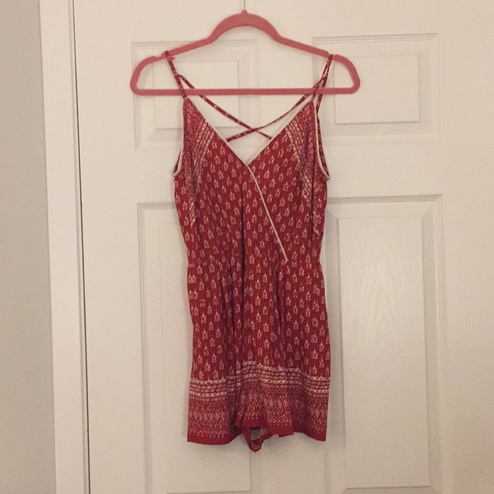 Red and White Romper
